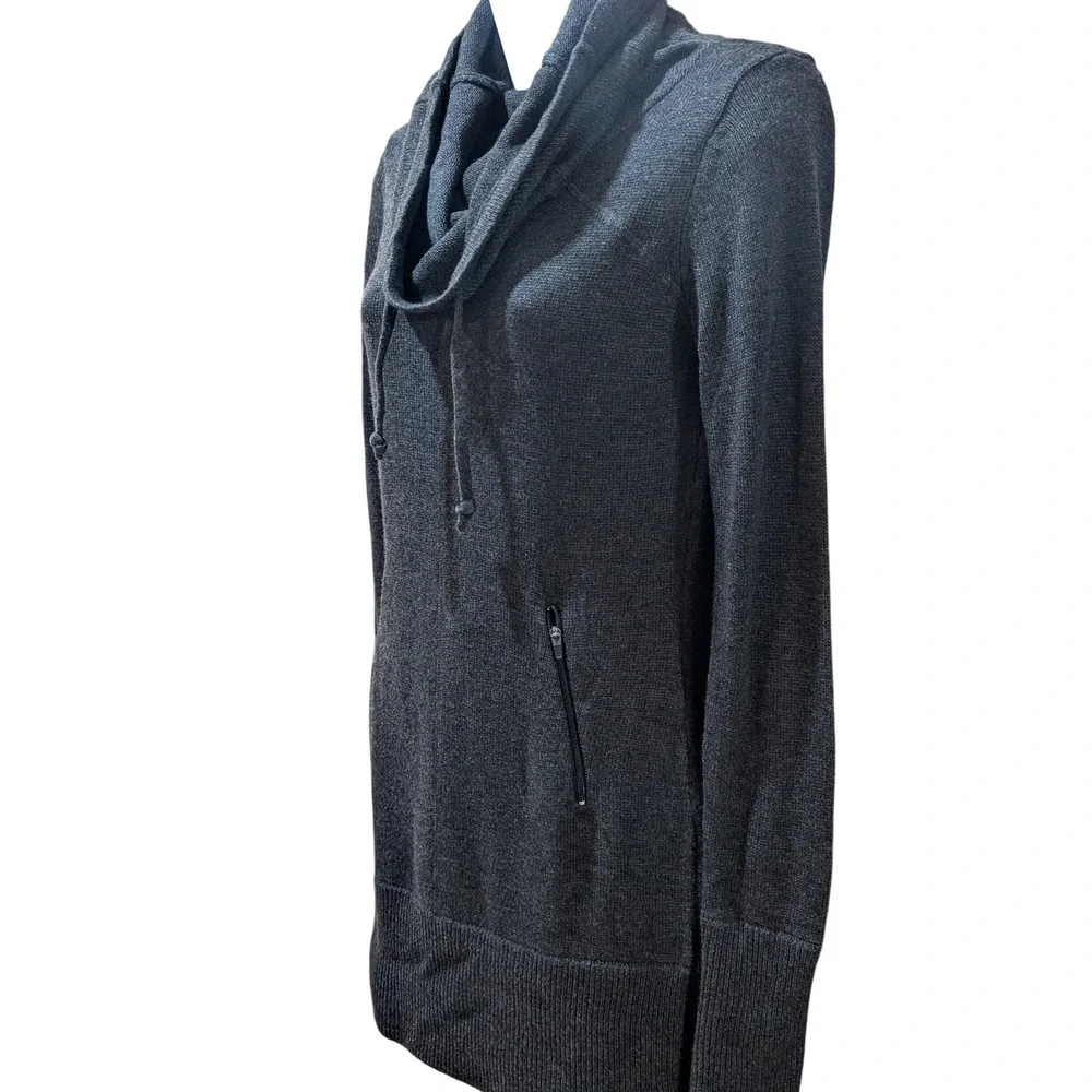 Dakini Charcoal Gray Cowl‎ Neck Zip Pocket Tunic Sweater Womens XS Wool Blend - Picture 4 of 8